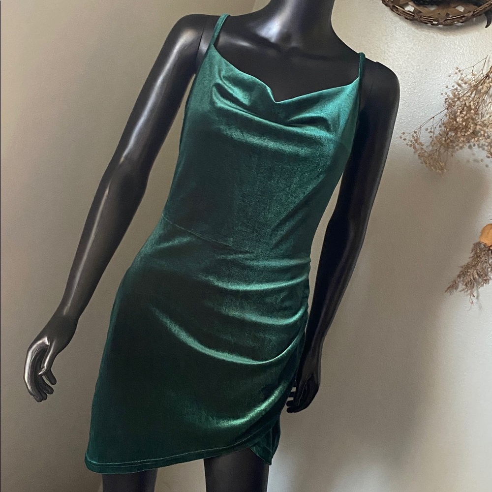Double Crazy Green Velvet Velour Dress